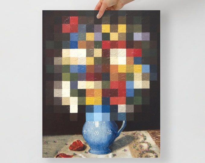 Bouquet III - Vintage Painting Poster Print Pixelart Flowers Minecraft