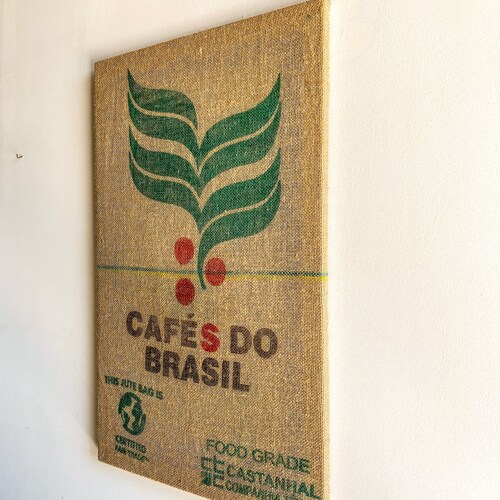 Shops Brazil Cafes do Brasil Framed Coffee Bag Art || Handmade Wall Art Kitchen Home Office Breakfast Nook Boho Farmhouse Rustic Cafezinho Cafe