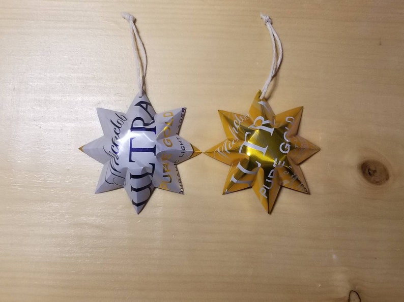 Michelob Ultra Pure Gold Shandy Star Ornament Christmas Chrismukkah Recycled Upcycled Beer Can craft Beer
