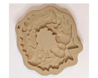 Holly Wreath Clay Mold Brown Bag Cookie Art Christmas Craft Holiday