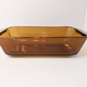 FIRE KING Anchor Hocking Bread Loaf Pan Vintage 1 Qt Amber Glass Baking Dish USA