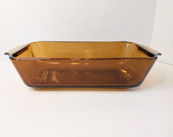 Fire King Amber Glass Bread Loaf Pan 1 Qt Baking Dish Vintage