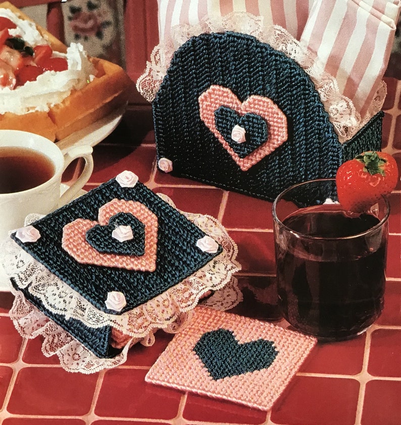 Vintage Napkin Holder Coaster Holder With Coasters Plastic Canvas Pattern Navy Pink Heart Design Digital Download Looms Knotting Craft Supplies Tools Vadel Com Vintage Napkin Holder Coaster Holder With Coasters Plastic Canvas Pattern Navy Pink Heart Design Digital Download Looms Knotting Craft Supplies Tools Vadel Com