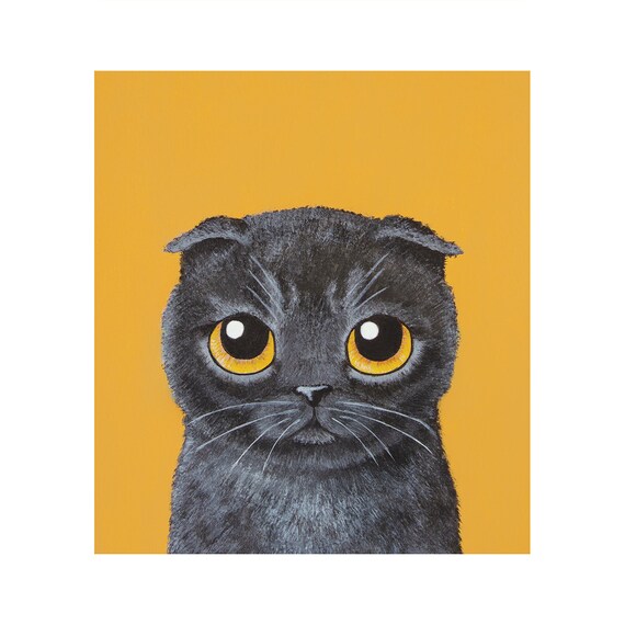 Scottish Shorthair Black Cat Nursery Art Animal Prints Etsy
