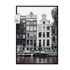 Amsterdam Print | Black and White Amsterdam Photo Print | European Cityscape Wall Art | Travel Photography Decor