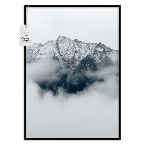 Snow Capped Mountain Print, PRINTABLE ART, printable wall art, mountain wall art , extra large wall art abstract
