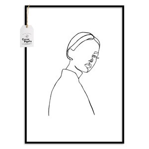 Line Art Female Face Print, PRINTABLE ART, One Line Drawing, one line art