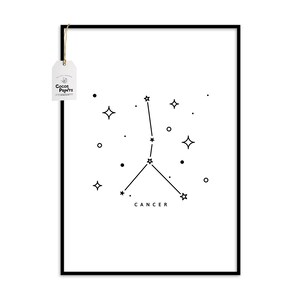 Zodiac Gift Cancer, PRINTABLE art, Cancer Gift For Men, Horoscope Gifts, Astrology Gifts Cancer, Cancer Zodiac Gift