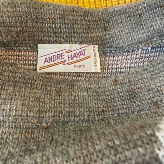 Vintage Andre Hayat Paris Gray and Pink Sweater - image 4