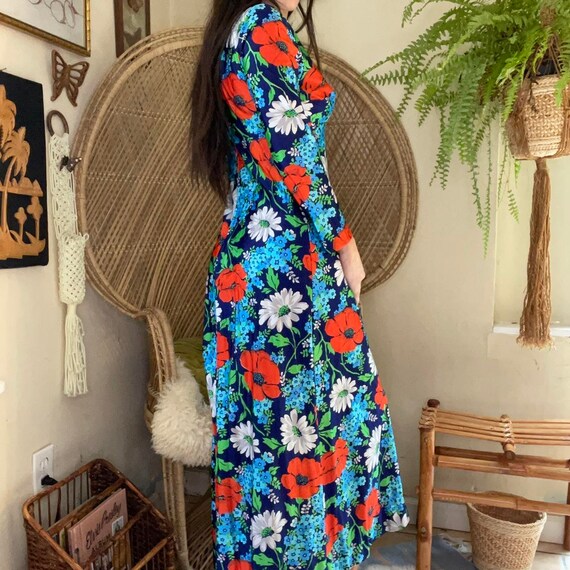 Vintage 70s Long Sleeve Floral Maxi Dress - image 2