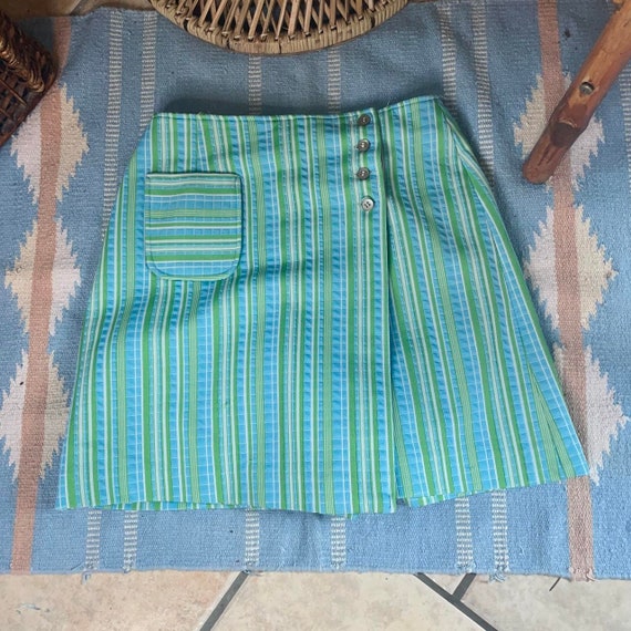 Vintage 70s Green Mod Skort Skirt - image 3