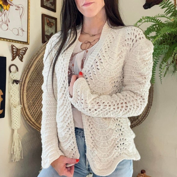 Lilmamasvintage2 Vintage White Cream Chunky Boho Sweater