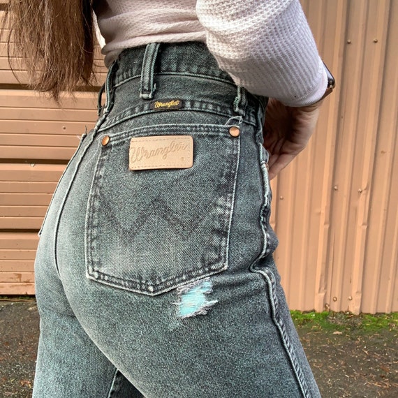 Vintage Green faded Wranglers