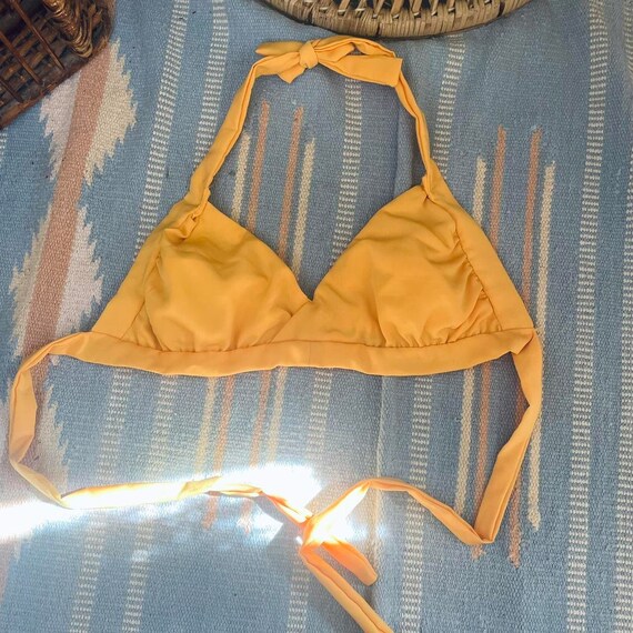 Vintage Bright Yellow Tie Top Swim Top - image 3