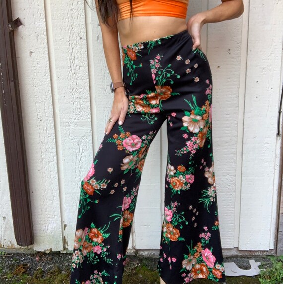 70s Floral Bell Bottoms