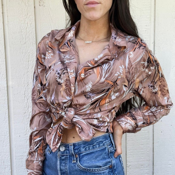 Vintage 70s Janzten Polyester Disco Silk Top - image 1