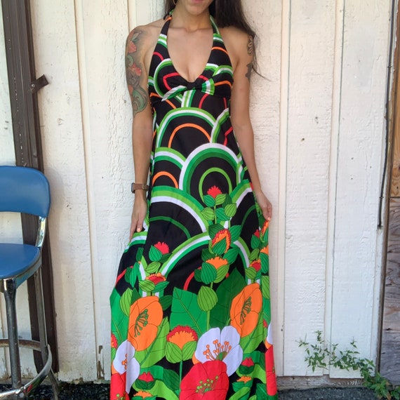 70s Jantzen Maxi Halter top dress
