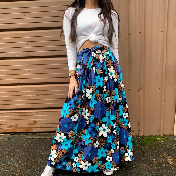 Vintage 60s Wrap floral Maxi Skirt