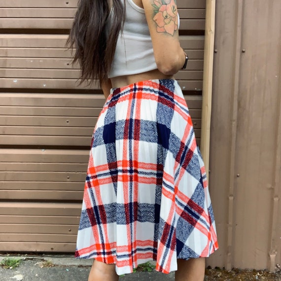 Vintage plaid polyester Circle skirt - image 2