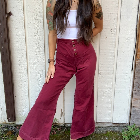 Vintage Maroon 70s Super Bell Bottoms