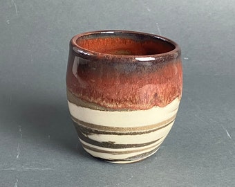 Handmade Pottery Cup - Drippy Red and Black