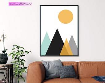 Geometric Wall Art, Digital Print, Illustration,  A2, A3, A4