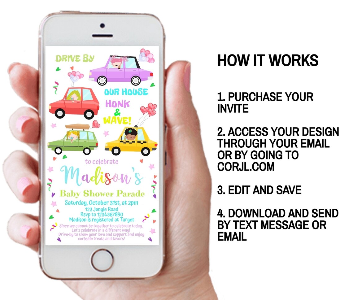 Editable Driveby Baby Shower Parade Drive by Our House Party Etsy