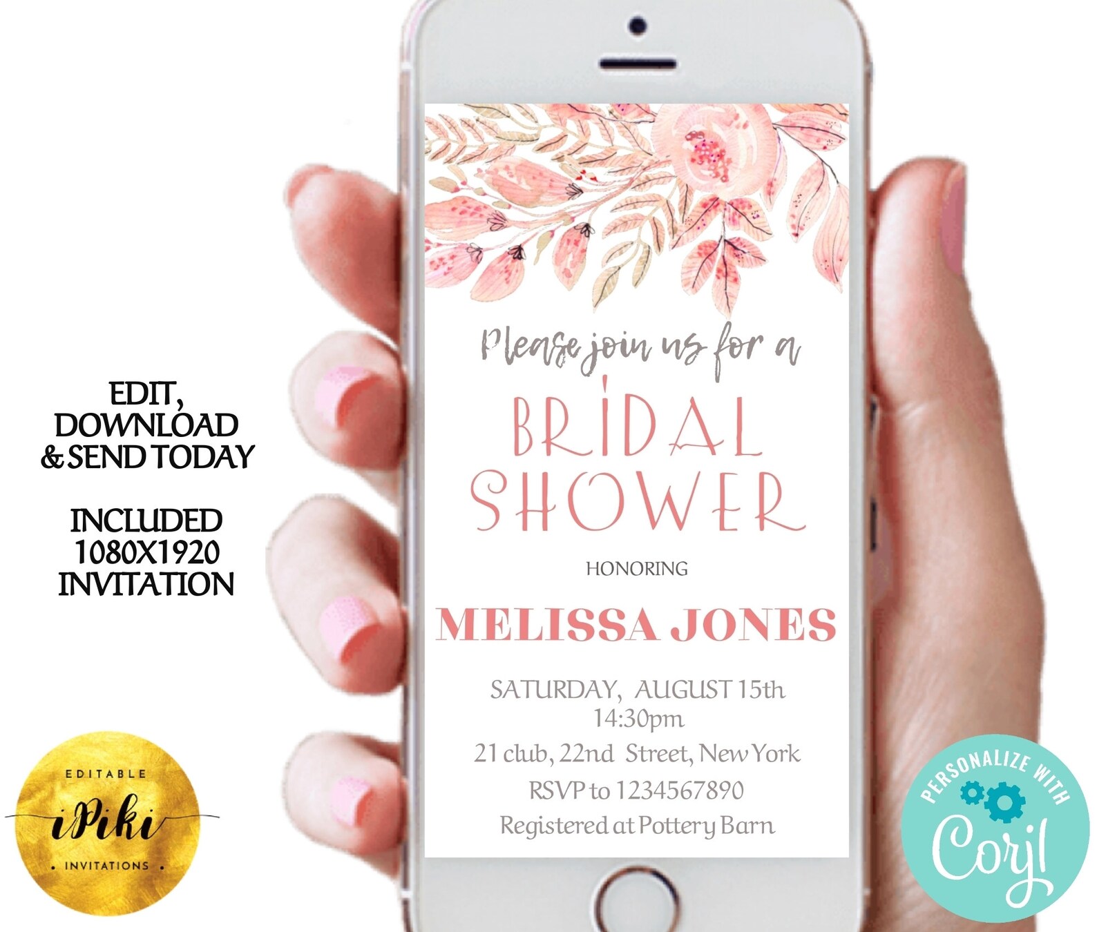 Electronic Bridal Shower Invitation Floral Bridal Shower Etsy UK