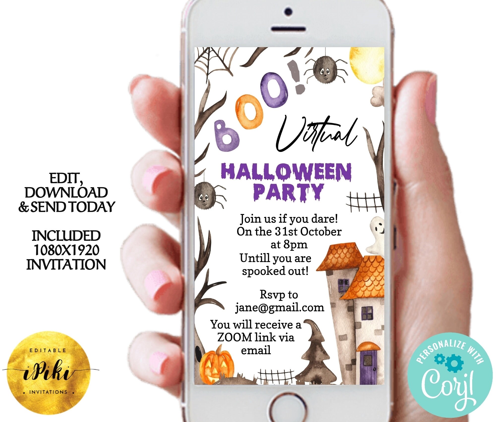Virtual Halloween Electronic Invitation Adult Halloween Etsy