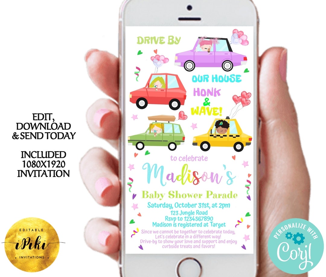 Editable Driveby Baby Shower Parade Drive by Our House Party Etsy