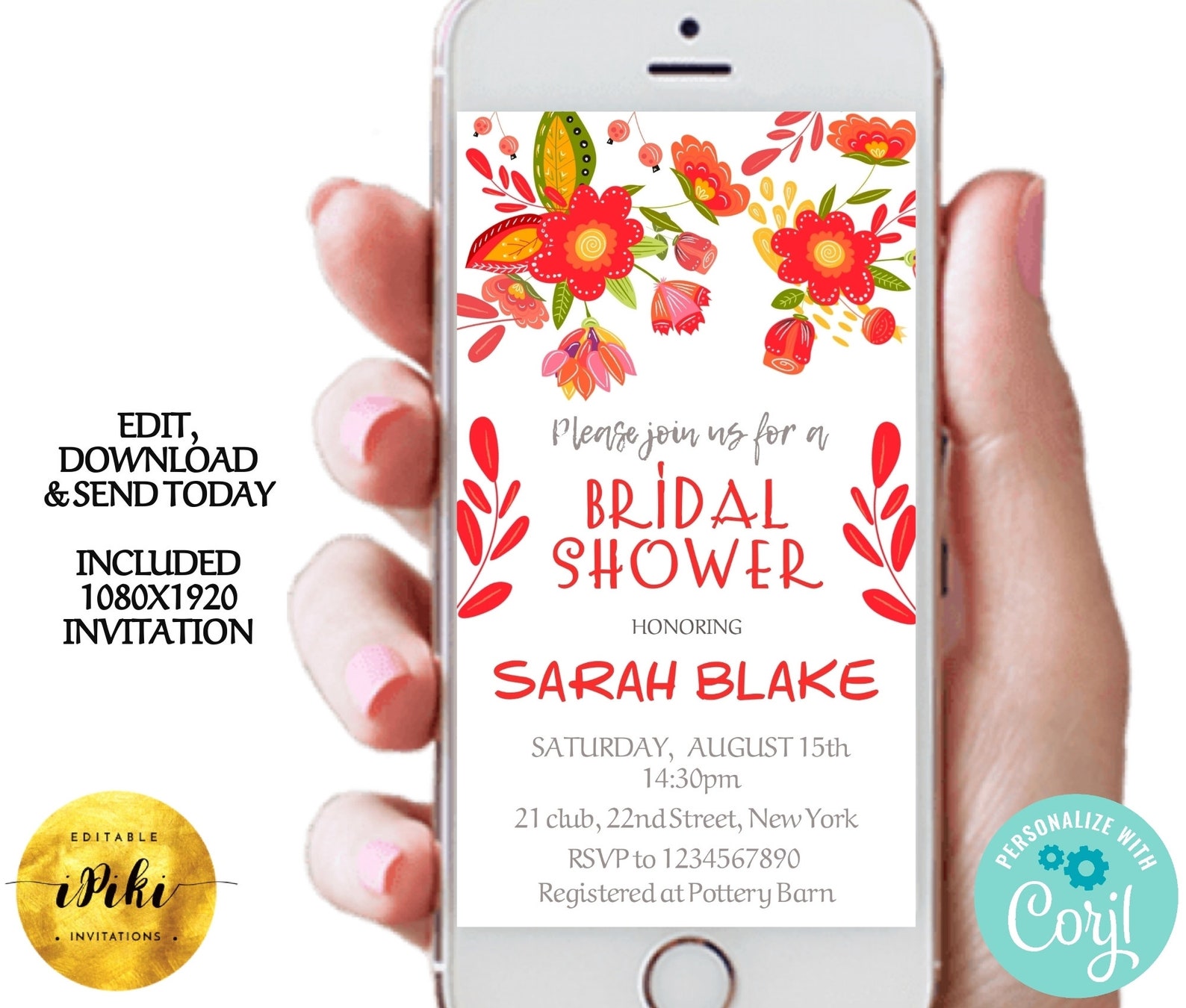 Digital Bridal Shower Invitation Floral Bridal Shower Evite Etsy