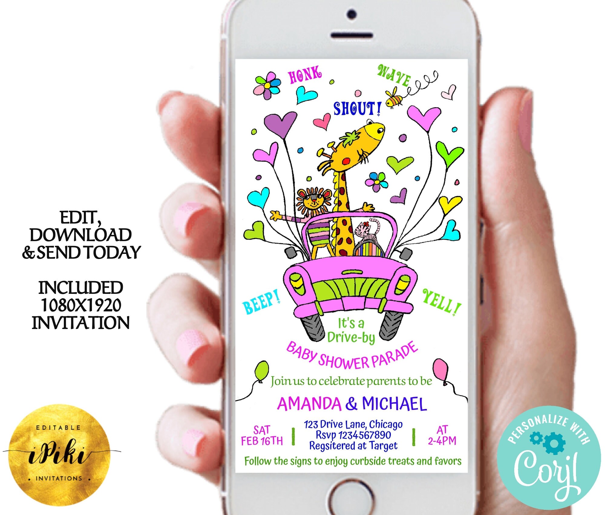 Valentine Drive Thru Baby Shower Invite Drive by Baby Shower Etsy