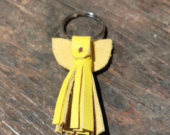 Schutzengel aus Leder mit Schlüsselring, 2,4 cm, Glücksbringer, Schüsselanhänger