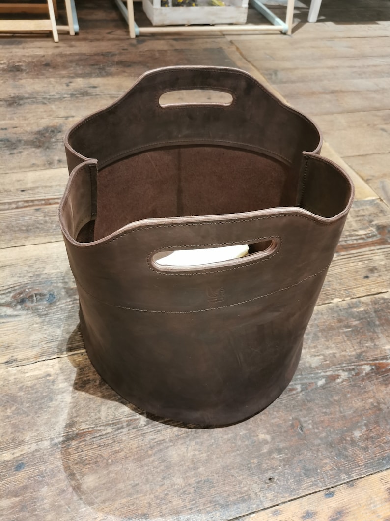 Firewood Bag, Basket, Wood Basket, Shopper, Rustic Leather, Reinforced