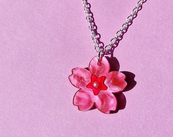 Cherry Blossom Charm Pendant | Spring Pendant | Wedding Flower Jewellery | Minimalist Jewellery | Layering Necklace | Sakura Pendant