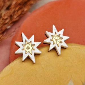 Statement Star Studs, Mirror Gold Stars Earrings, Acrylic Studs, Laser Cut Star Jewellery, Celestial Studs