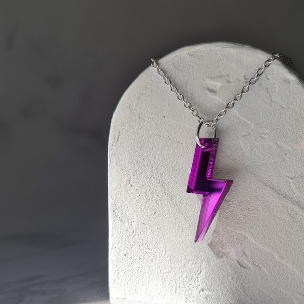 Laser Cut Acrylic Lighting Bolt Necklace, Mini Bolt Necklace, Thunder Jewellery