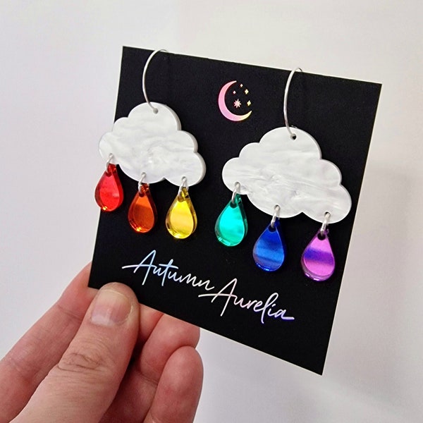 Mirror Rainbow Cloud Earrings | Pride Gifts | Queer Earrings | LGBTQIA+ Jewellery