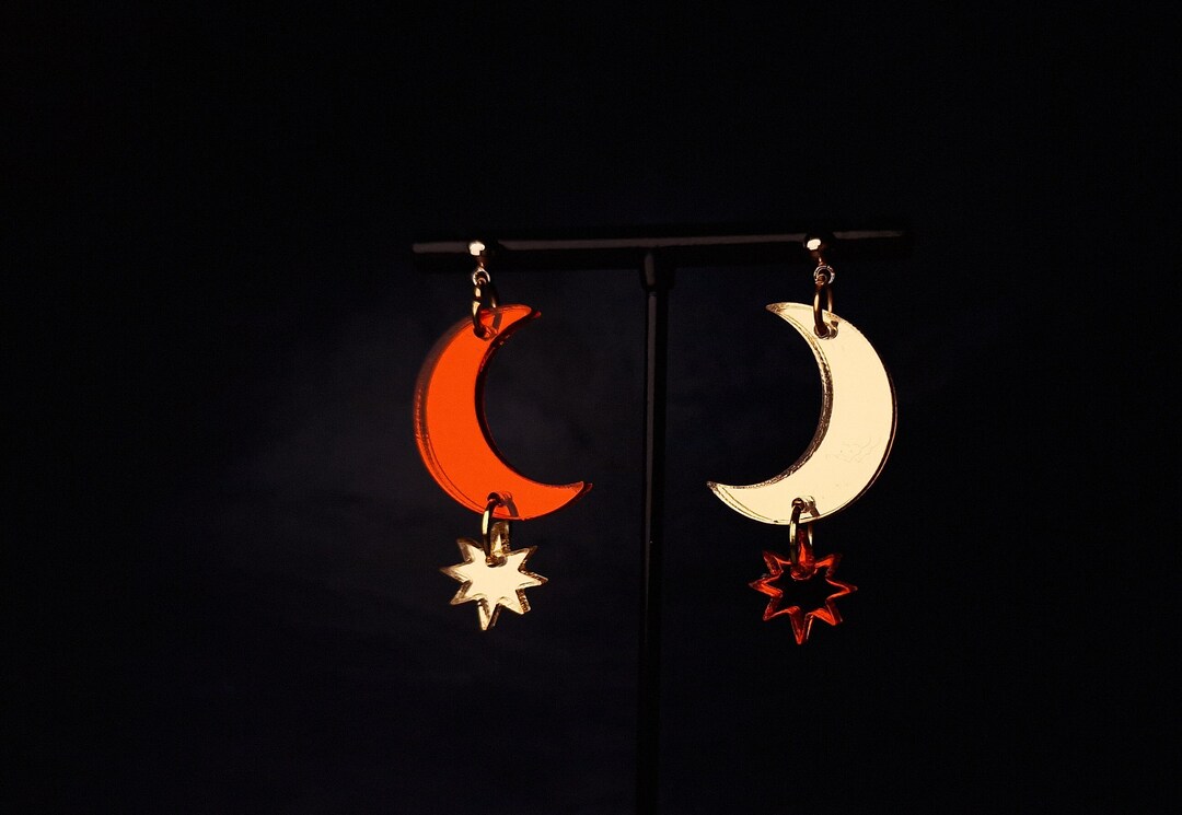 Gothic Ohrringe Mond Und Stern - Mystischer Schmuck Für Besondere Anlässe