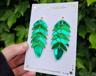 Leaf Dangle Earrings | Nature Lover Gifts | Statement Leaf Jewellery | Acrylic Jewellery