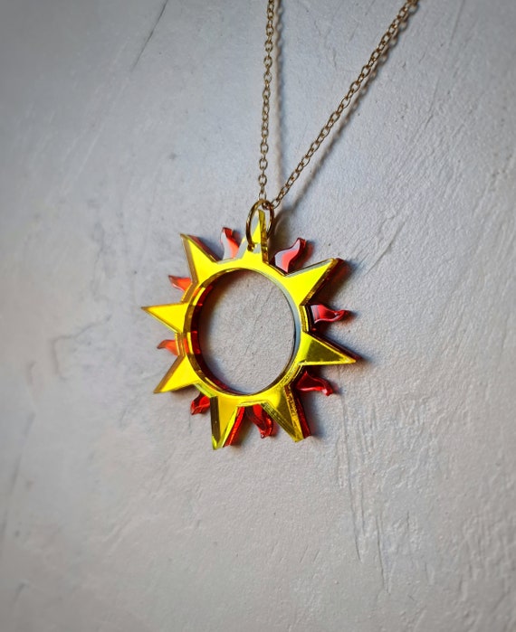 Sun Circle Pendant Necklace Acrylic 