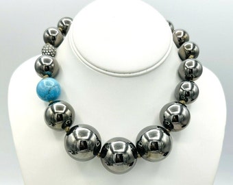 Lee Angel Hematiet Turquoise Crystal Chunky Bauble Kraal Ketting