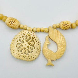 Vintage Hand Carved Bovine Bone Necklace