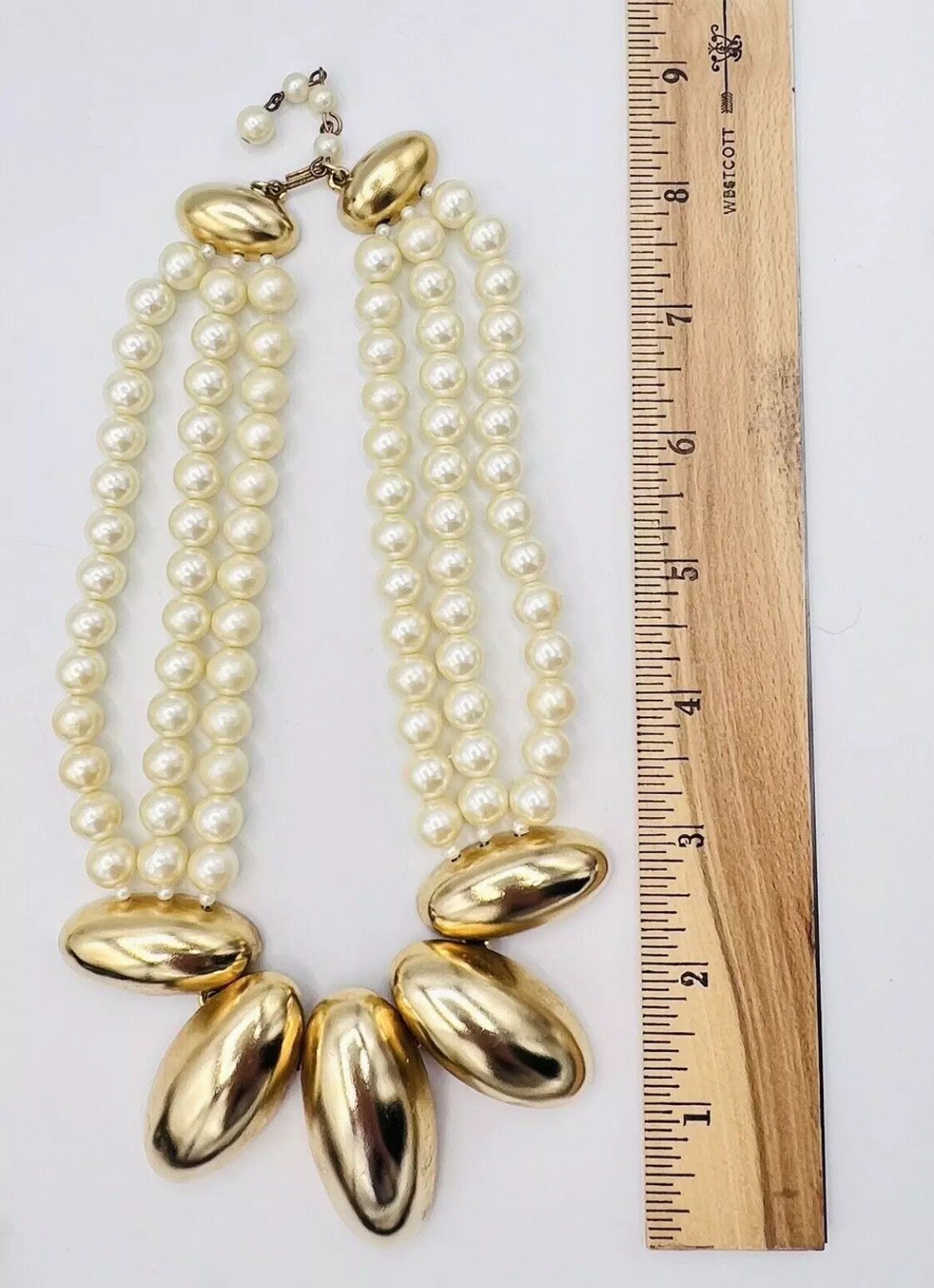 Vintage Designer Mimi Di Niscemi 1984 Gold Tone Faux Pearl  display picture 1