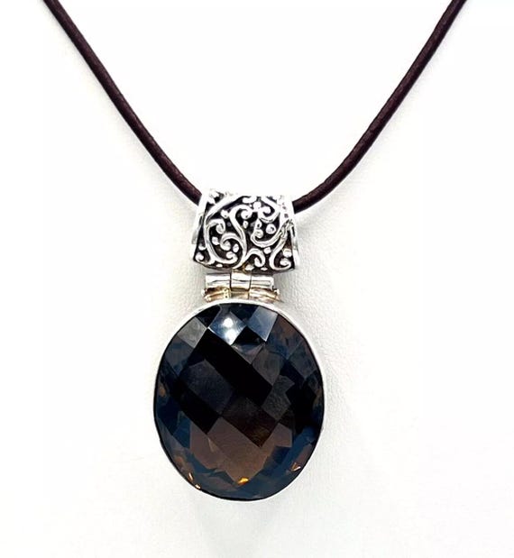 Smoky Quartz Pendant with Filigree Sterling Silver Smoky Quartz Pendant with Filigree Sterling Silver