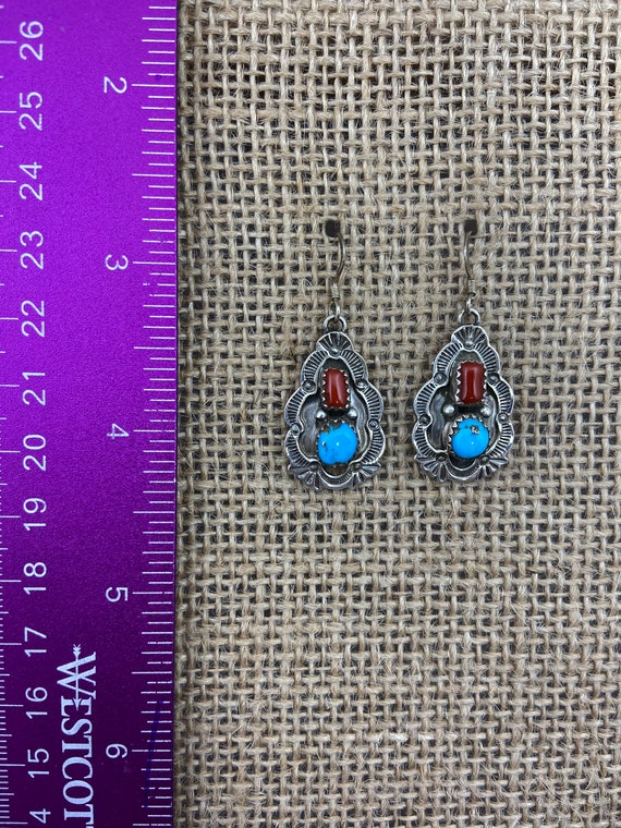 Red Jasper and Turquoise Dangle Earrings - image 2
