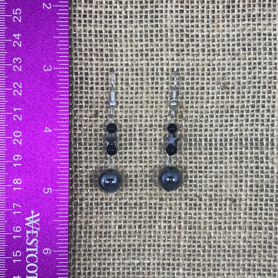 Hematite and Silver Dangle Earrings - image 2