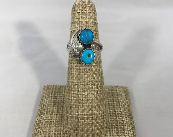 Two Stone Turquoise and Sterling Silver Ring