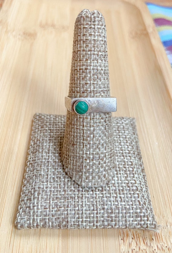 Malachite and Sterling Silver Modern Style Ring