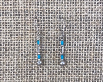 Sterling Silver and Turquoise Beaded Dangle Earrings